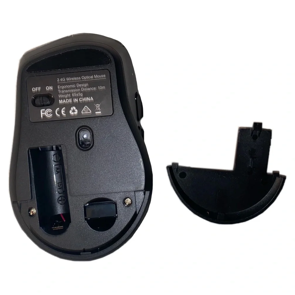 RECCAZR 2.4G Wireless Optical Mouse Ergonomic Design 3-Level DPI, Black